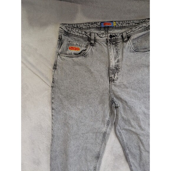 Empyre Jeans Mens 36 Black Relaxed Baggy Skater Relaxed Grunge Y2K Graffiti - Picture 9 of 15